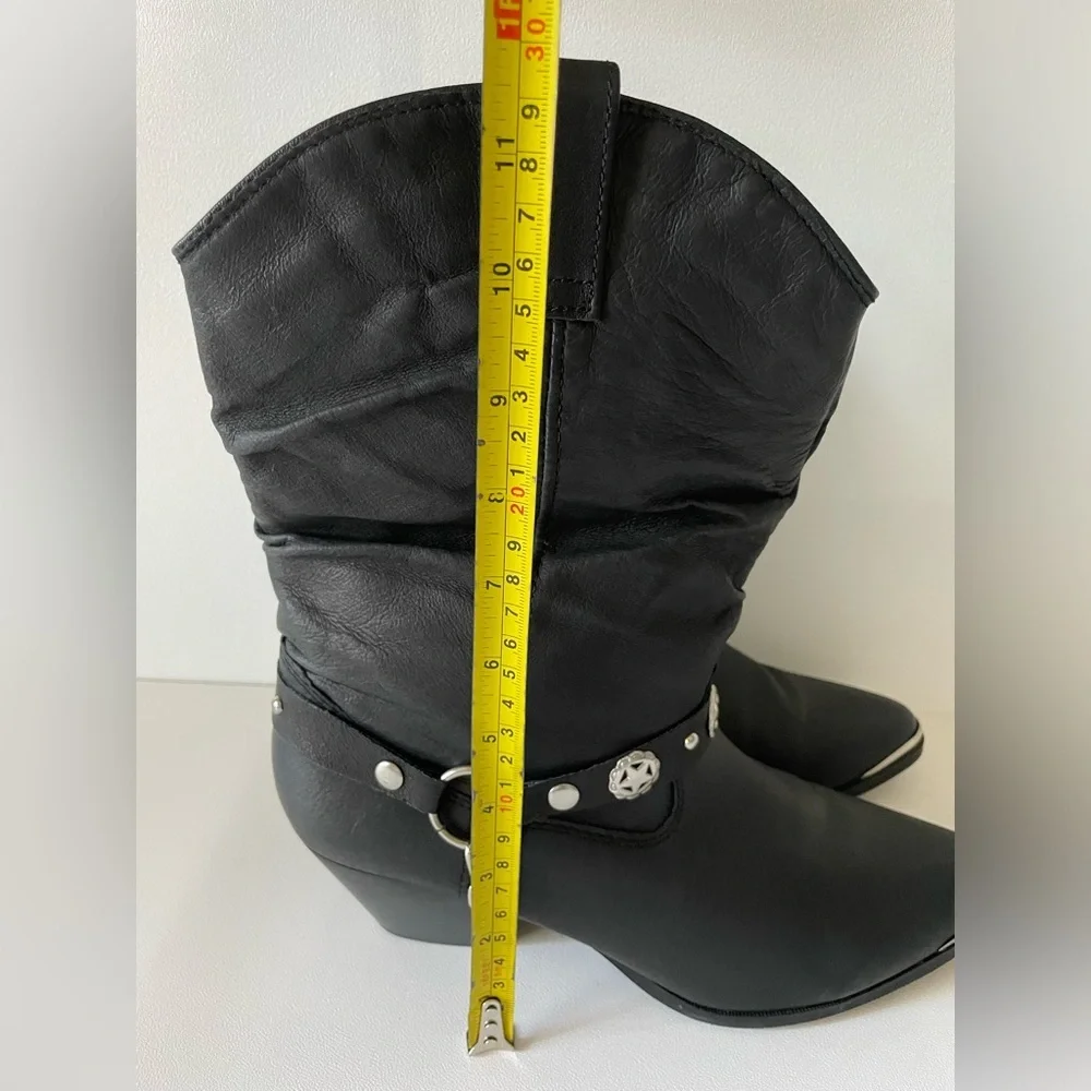 Dingo Black Leather Western Boots Women sz 10M Silver Bling  Y2K Cowboy - Picture 11 of 11